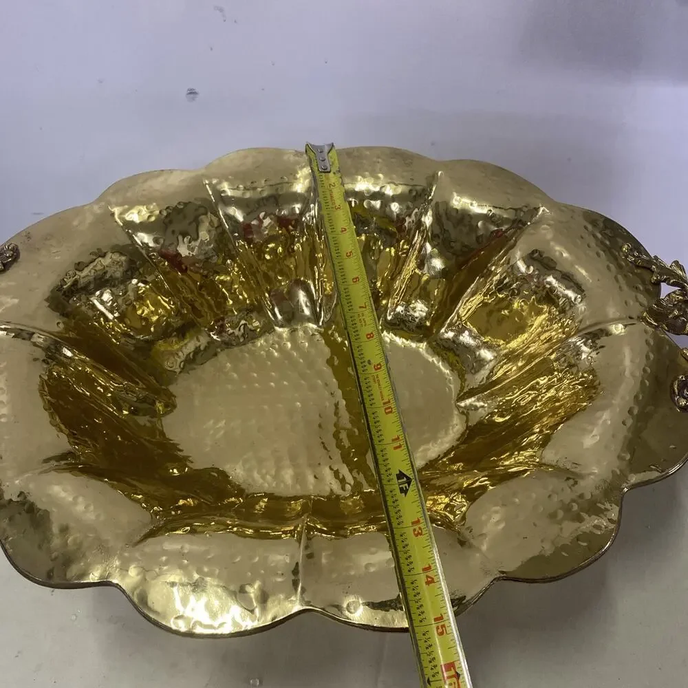 Large Vintage Fruitbowl Centerpiece In Gold Metal Mid 20th Century Italy